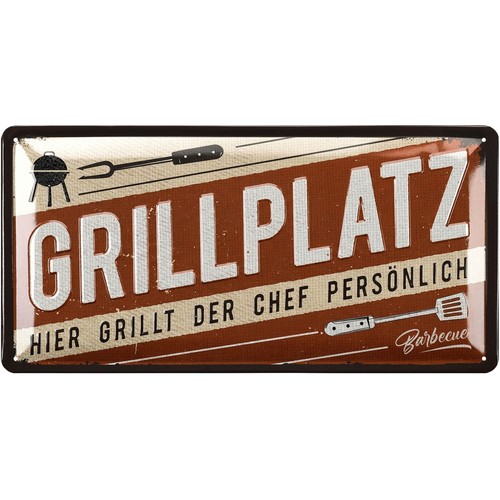 Retro blechschild grillen - retro,