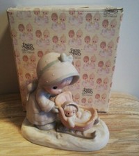 Precious Moments "January" #109983 Mutter mit Kind im Schlitten 1987