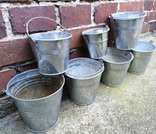 7x Kleine Eimer Blumentopf Metall Konvolut Pflanzgefäß Garten 