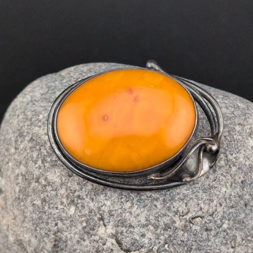 Brosche silber bernstein 925 - bernstein,
