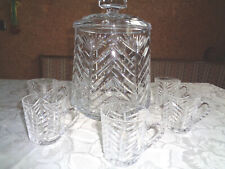 Wunderschönes Bowleservice ~ Bleikristall ~ Gefäß mit Deckel u. 5 Gläser ~