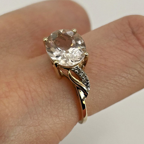 Morganit diamant ring - 9, kt