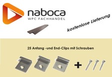 25 WPC Startclips 7 mm Anfangsclips Endclips silber inkl. Schrauben Terrassen