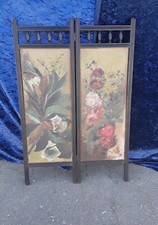 Paravent Sichtschutz 2-flüglig Jugendstil um 1910 Holz Gemäldefüllungen Sammler