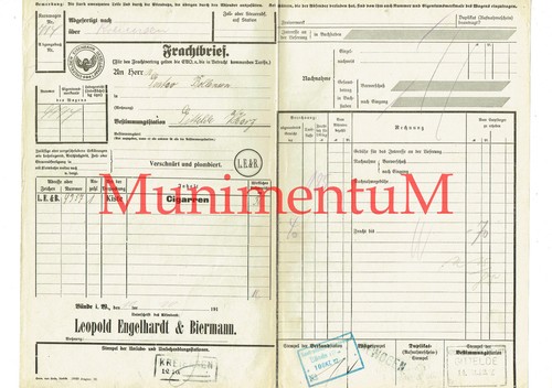 Frachtbrief 1912 leopold - frachtbrief,