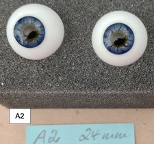 Mundgeblasene Lauscha-Glasaugen für Rebornpuppen – 24 mm – rund - hohl