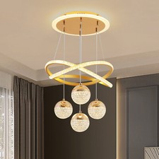 Kristall Kronleuchter 54W Einstellbare Schwarz/Gold Pendelleuchte Dimmbare