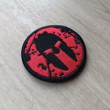 Sparta Helm Rot| Patch Klett Flausch Aufnäher | Moral Krieger Antike Emblem 