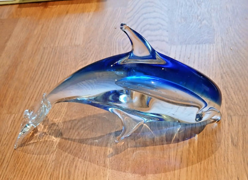 Murano glaskunst delphin blau - murano,