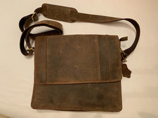 Vintage Umhängetasche Schultertasche Leder braun 30 x 27 x 6 cm Gurt verstellbar