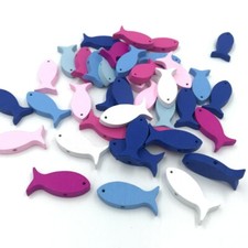 50X Fisch Holz lose Perlen