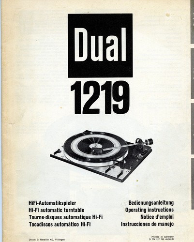 Bedienungsanleitung dual 1219 - bedienungsanleitung,