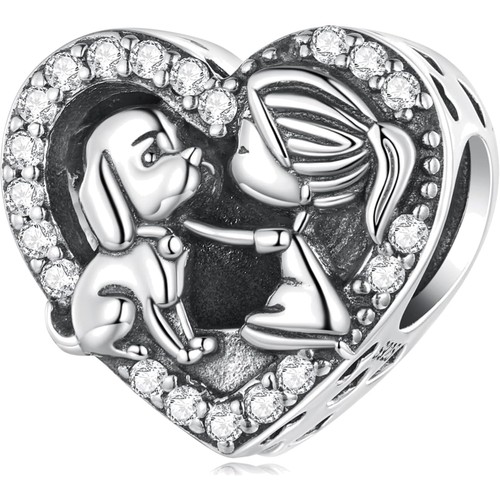 Charms silber herz zirkonia - charms,