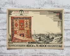 Teppichfabrik Koch Te Kock Oelsnitz Halbmond Hamdur Perser Postkarte Werbung alt
