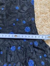 RADAR * edles Ballkleid mit Volants, Spitze blauen Glitzerpunkten * Gr 36 38 40