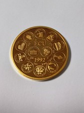Medaille 1992 ECU Europa CuNi vergoldet 40mm
