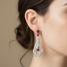 Viktorianische Ohrstecker mit Rubinen & Diamantrosen – „Ein Hauch Romantik“