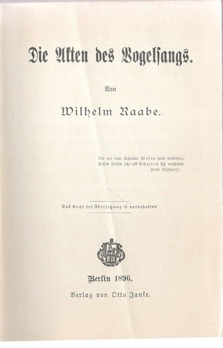 Wilhelm raabe die - raabe, des