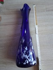 Zipfelvase Glas Vase Blau 40 cm Gr. Handarbeit