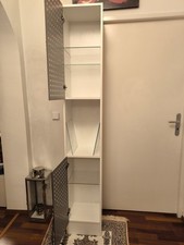 Hochschrank Badezimmerschrank, H x B x T = 195x33x30 cm, MDF weiß, Glastüren