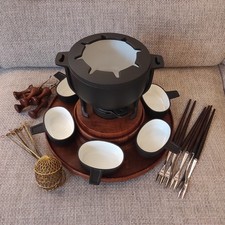 Digsmed Fondue Set 6 Schalen Gabeln Körbchen Haken Vintage Retro