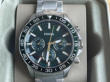 Fossil Bannon BQ2492 Multifunktion Quarz-Uhr Herrenuhr Edelstahl Silber/Grün
