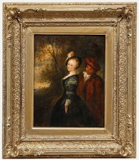 Gerahmtes Öl Aus Dem Frühen 19. Jahrhundert - Ein Abendspaziergang