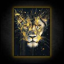 LED Leuchtbild - Löwe Gold -