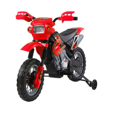 Elektro Aufsitz Motorrad Rot Kunststoff 6V 3-6 Jahre 4-Rad Kinder Roller Hupe