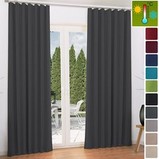 2er Set Gardine Thermo blickdicht Vorhang Vorhänge Kräuselband Verdunklung Uni