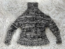 Zara Knit Damen Winterpullover, Strickpullover Schwarz/beige Gr M,Rollkragen 