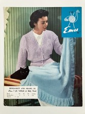 Emu 458 6D original vintage Strickanleitung Damen Jacke mit Spitzenmuster