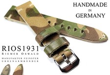 Uhrband 20mm Leder RIOS1931 German Vintage Camouflage MILITARY Extra STARK BAND 