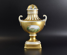 Dresden Potschappel Potpourri Vase Amphore Ansichten Porzellan vergoldet