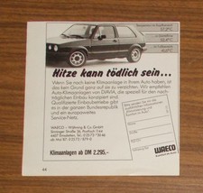 Seltene Werbung WAECO DIAVIA Auto-Klimaanlage - VW Golf 1987