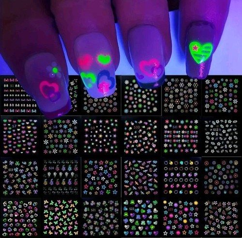 Blatt neon nail art - 24,
