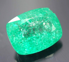 5.25 CT Natürlich Grün Smaragd May Stein Lose Facettiert Kissen Form Edelstein