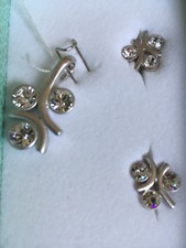 Designer Set-Angebot, edler kl. Anhänger incl. Stecker, rhodiniert mit Zirkonien