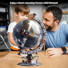 Globus Weltkugel Bausteine Kit Drehbar Kugelblock Planet Station mit LED