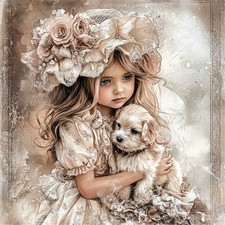 Wandbild hund mädchen beste - wandbild,