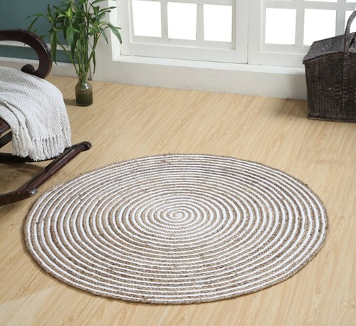 Teppich baumwolle jute rund - baumwolle,