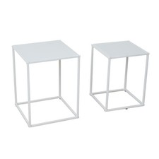 B-Ware SVITA THEMI 2er Set Couchtisch Beistelltisch Wohnzimmer-Tisch Metall Weiß