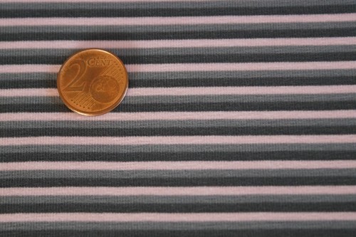 Jersey stoff stripes grau - grau, rosa