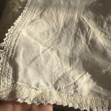 Antiker alter Vorhang Häkelspitze,Handarbeit, Weiß/Beige, Leinen, Ca. 88 x 147cm