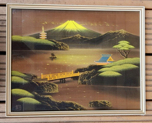 Landschaftsbild mit fujiyama - landschaftsbild,