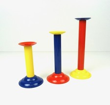 Atemberaubendes Vintage 3er Set 80er Postmodern Memphis Age Pop Art Kerzenständer 