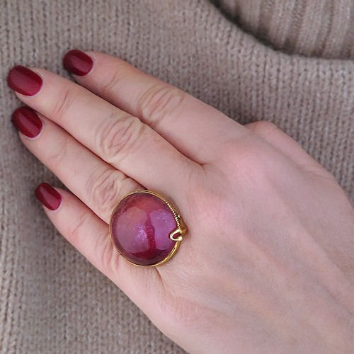 Ring turmalin cabochon - ring,