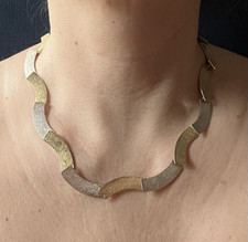 Sterlingsilber Halskette Collier Bicolor Platte Elegant Design 