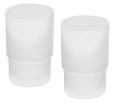 2x Zahnputzbecher Ø 67 mm Glas Becher Set Zahnbürstenhalter 200 ml satiniert