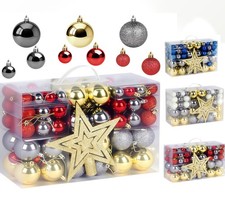 108 Weihnachtskugeln Kunststoff bis 6cm mit Stern Baumspitze Christbaumkugeln DE